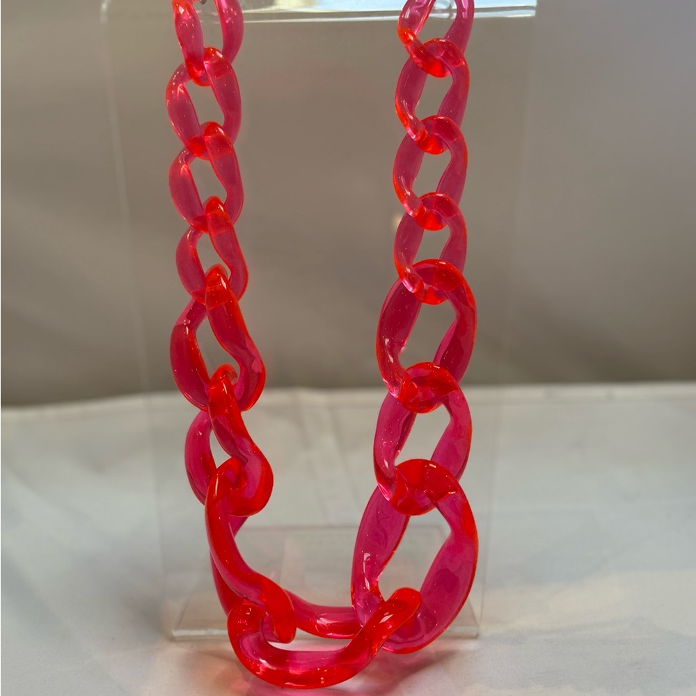 Y2K Chunky Neon Pink Chain Necklace